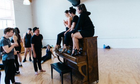 Andrew Hallsworth with students of Patrick School of the Arts.