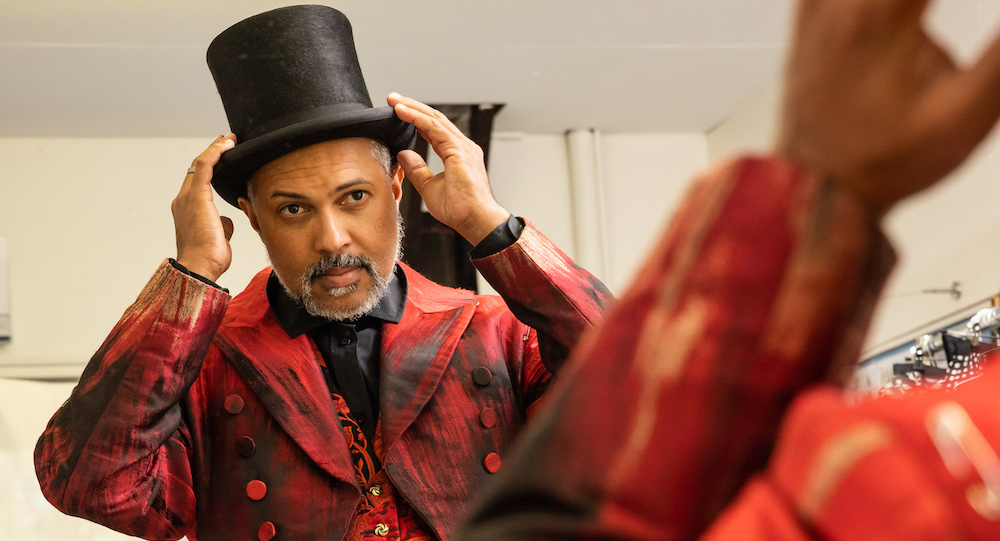 Bert LaBonté in a 'Moulin Rouge' costume fitting. Photo by Daniel Boud.