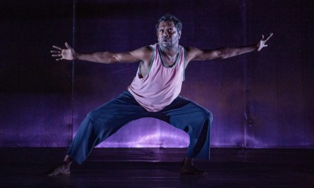 Emmanuel James Brown in 'Jurrungu Ngan-ga' by Marrugeku. Photo by Abby Murray.