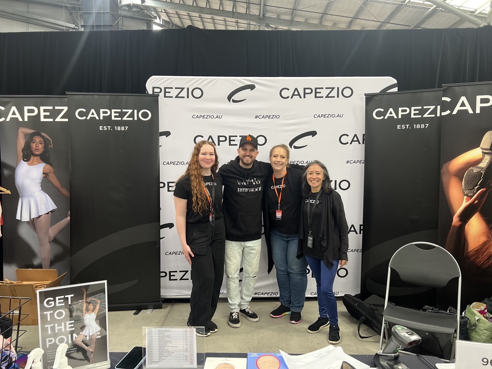 Jesse Ramussen at the Capezio stand at VDF.