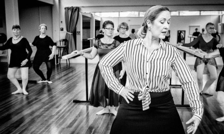 Kathleen Curwen-Walker and her Senior Swans ballet students. Photo by Adrian Malloch.