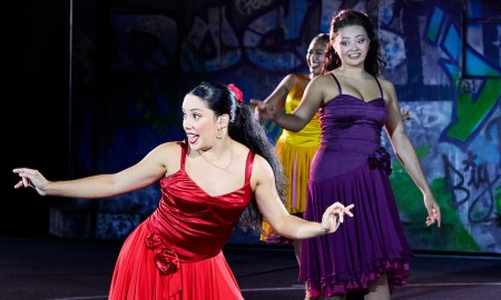 Kimberley Hodgson as Anita and Emma Feliciano as Consuelo in 'West Side Story'. Photo by Keith Saunders.