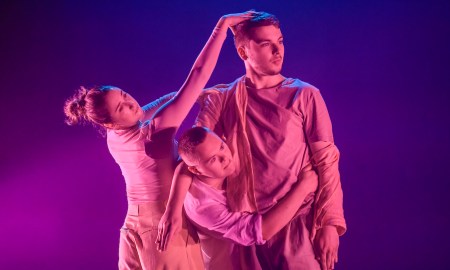 Madalene Macera, Charlie Wilkins and Bhodi Hudson in 'Exposed' by Restless Dance Theatre. Photo by Roy Vandervegt.