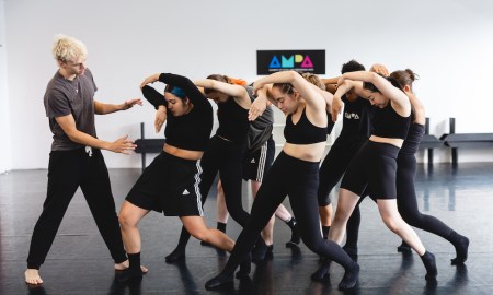 Malachi Sylvester working with dancers at Academy of Music and Performing Arts. Photo by Wenny Tan.