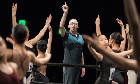 New Zealand School of Dance Director Garry Trinder teaching on stage at the Asian Grand Prix in Manila 2019. Photo by Eric Hong.