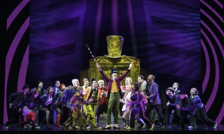 Paul Slade Smith and cast in 'Charlie and the Chocolate Factory'. Photo by Brian Geach.