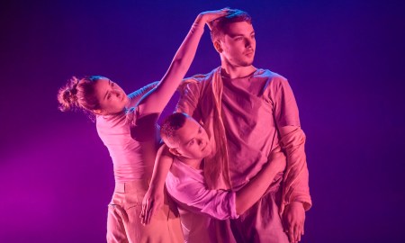 Restless Dance Theatre's Madalene Macera, Charlie Wilkins and Bhodi Hudson in 'Exposed'. Photo by Roy Vandervegt.