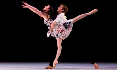 Serena Graham and Joseph Romancewicz in Graeme Murphy AO's 'Almost'. Photo by Sergey Konstantinov.