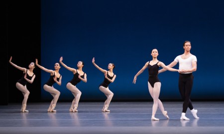 The Australian Ballet's Ako Kondo and Ty King-Wall (right) in George Balanchine's 'The Four Temperaments'. Photo by Daniel Boud.