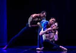 West Australian Ballet's Juan Carlos Osma, Dayana Hardy Acuna and Ludovico Di Ubaldo in Natalie Weir's 'Goldberg Variations'. Photo by Bradbury Photography.